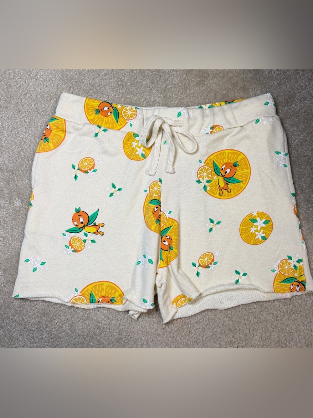 Orange Bird Print Lounge Shorts